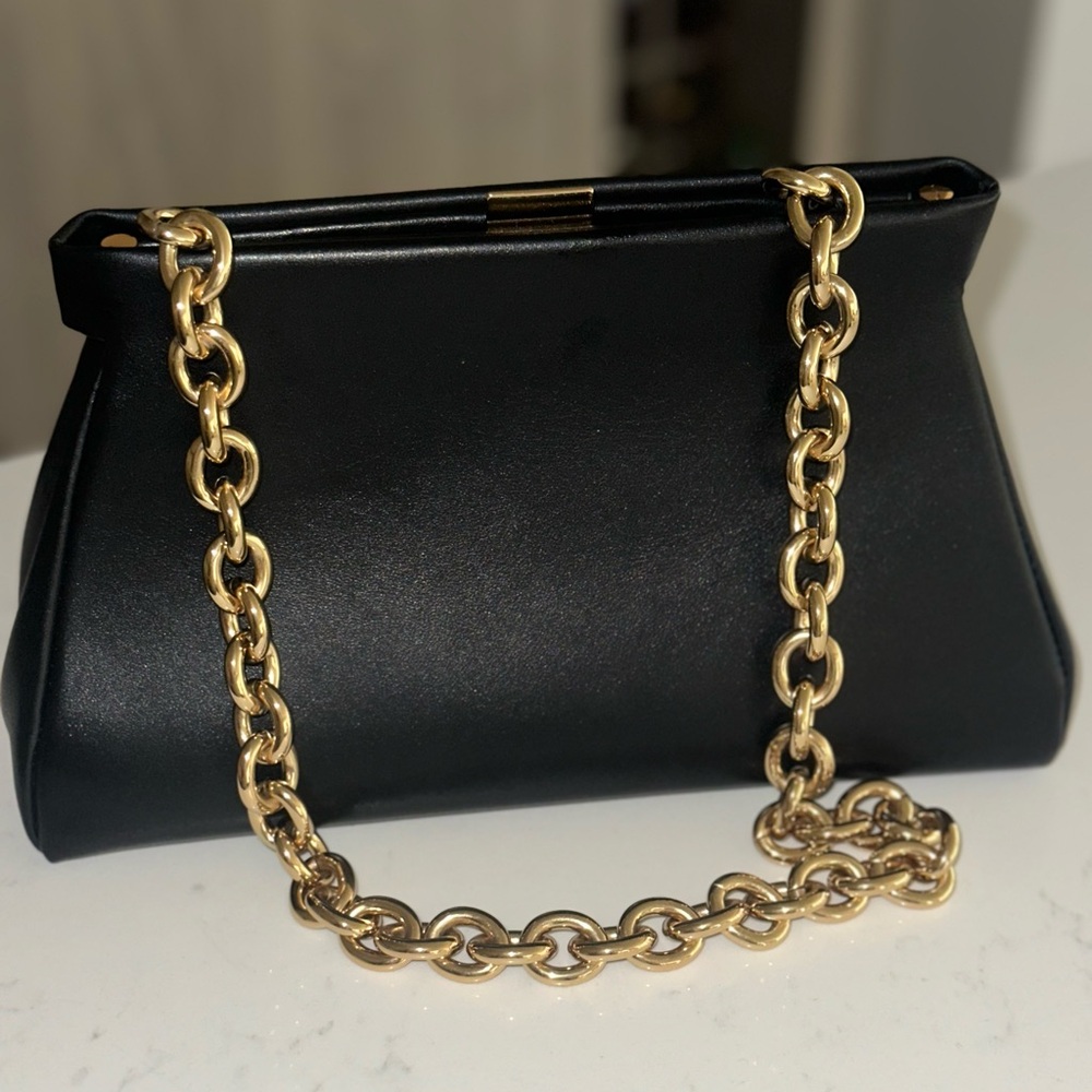 DeMellier Black and Gold Clutch with Sleek Design